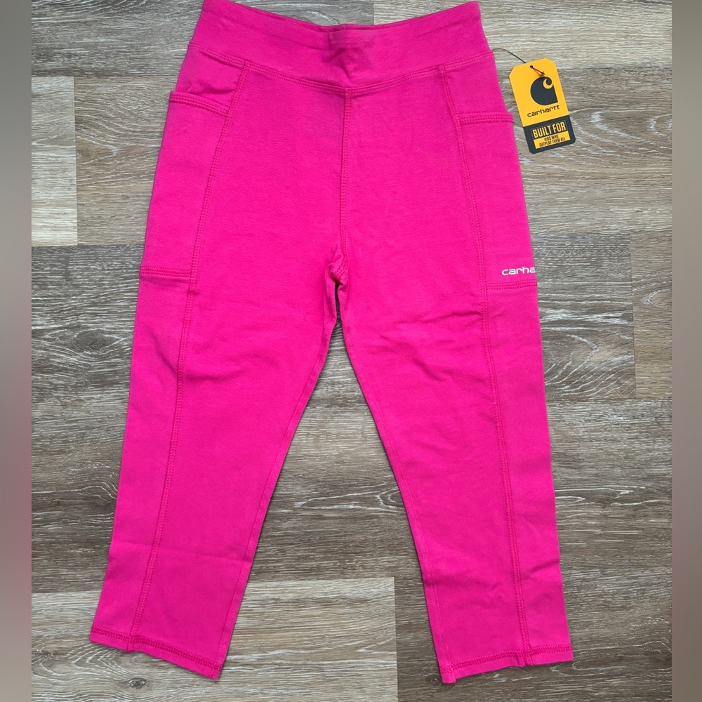 NWT Girls Carhartt Lightweight Crop Leggings Pink